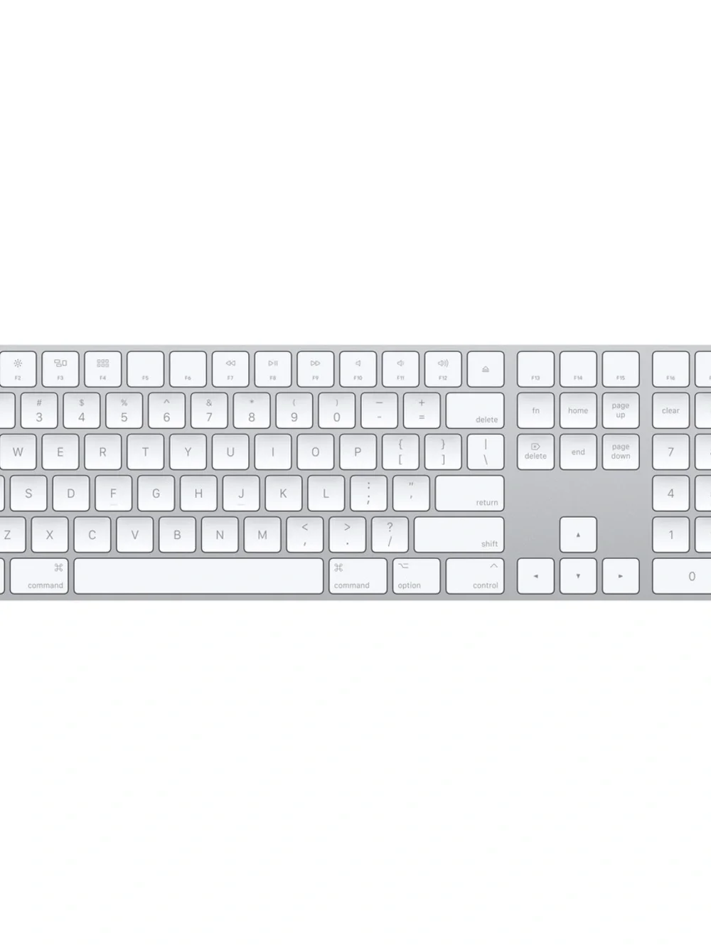 Apple magic Full-Size Wireless Keyboard in Silver and White